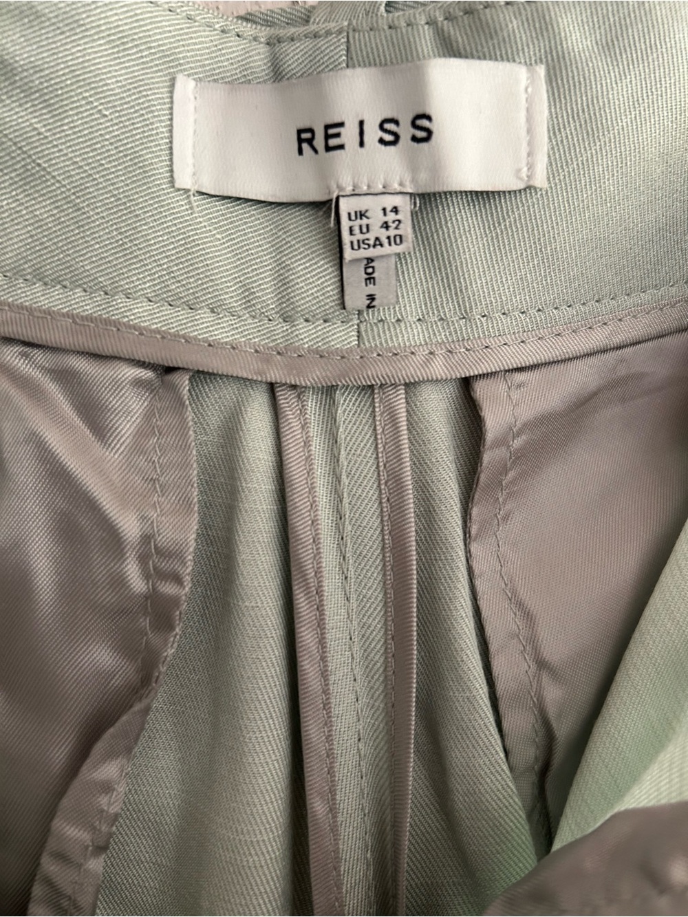 Reiss High-Rise Wide-Leg belted Trousers in Sage Green size 10 - Picture 5 of 7